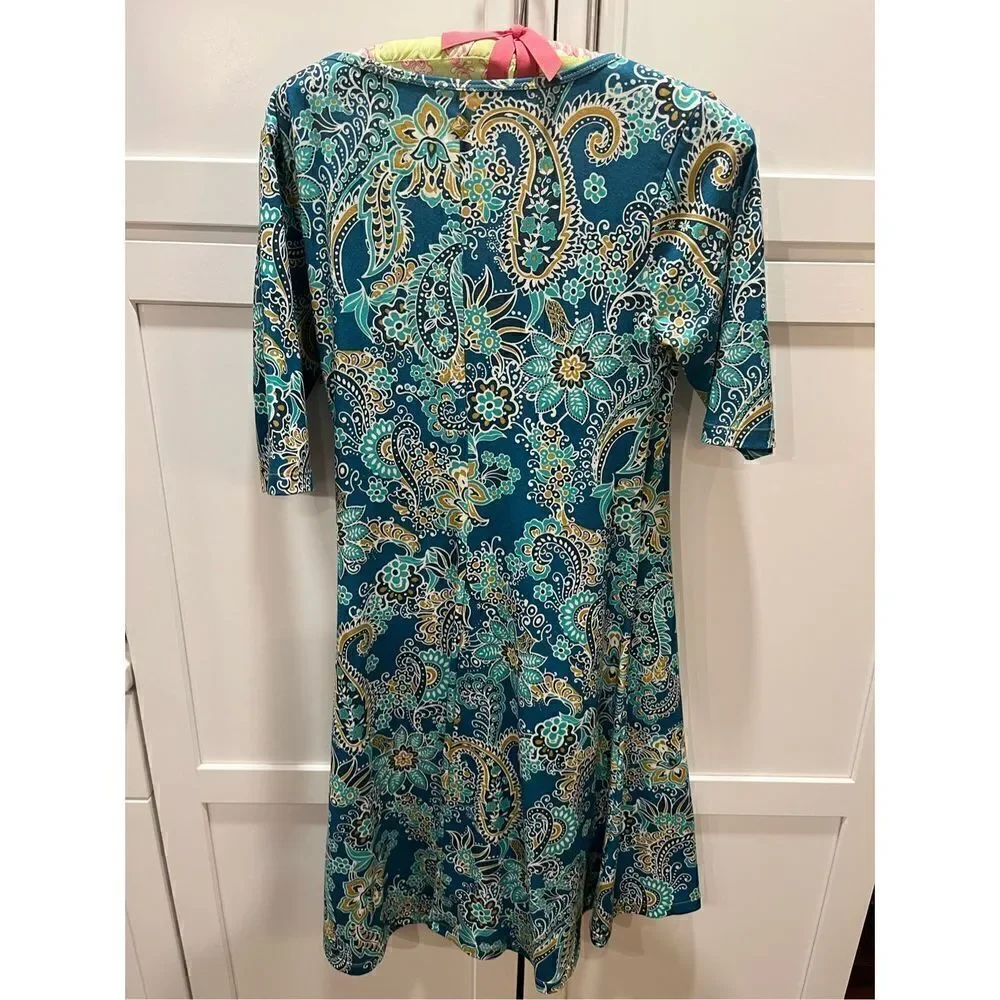 prAna Women’s Breathe Teal Knee Length Dress Sz M Stretch - Picture 5 of 9